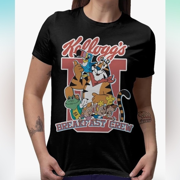 Kellogg's Breakfast Crew University Unisex Black Short Sleeve Tee - Picture 1 of 10